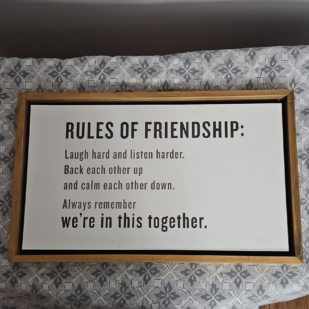 Hallmark Friendship Rules Wall Art - Black and White
